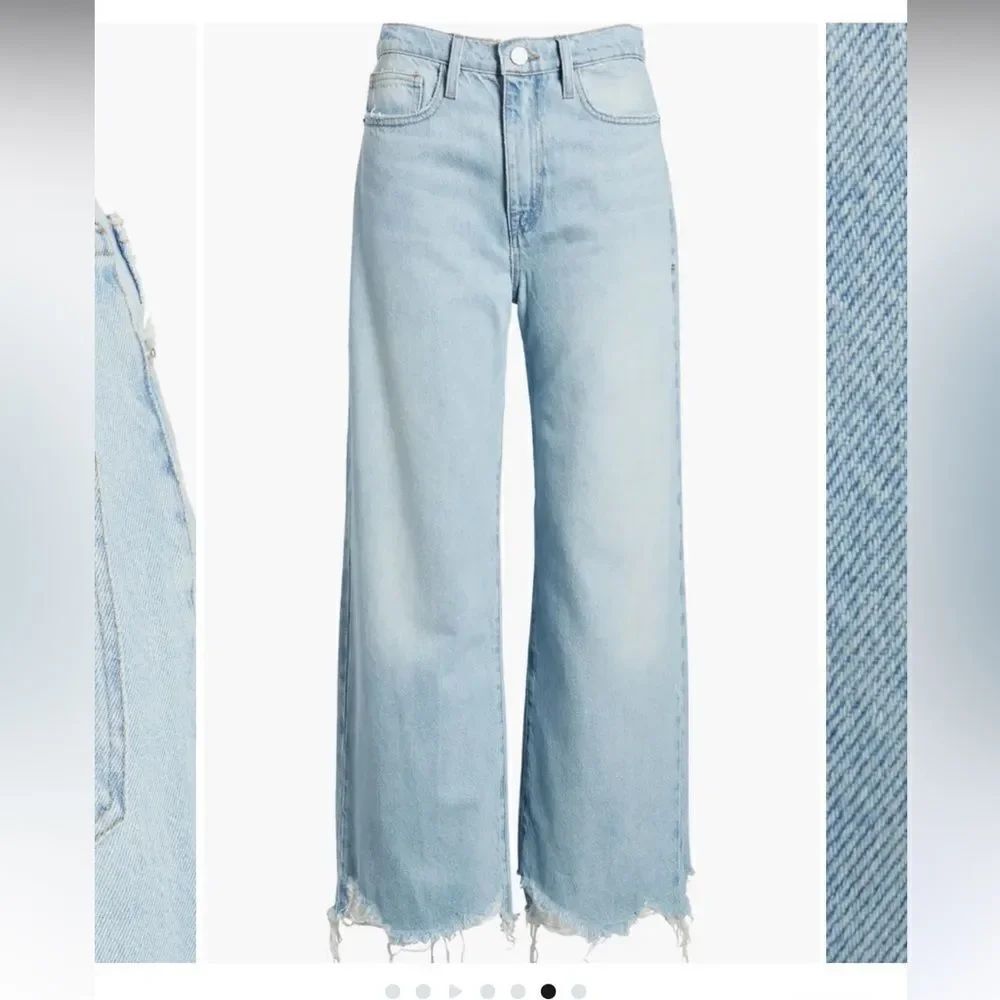 Frame Le Jane Wide Leg Frayed Crop Jeans NWT